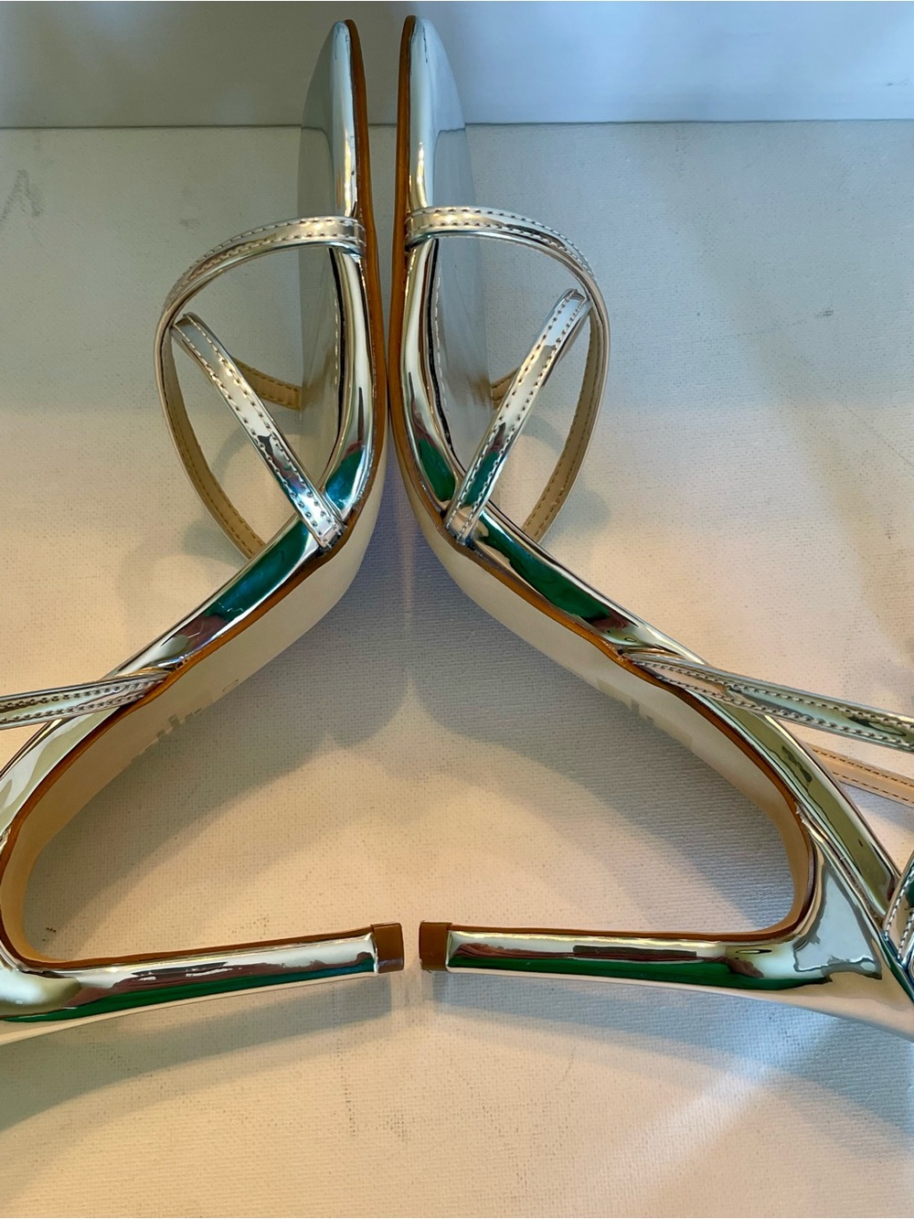 EUC CALVIN KLEIN TEGIN SILVER METALLIC STILETTO DRESS SANDAL SIZE 8M - Picture 12 of 15